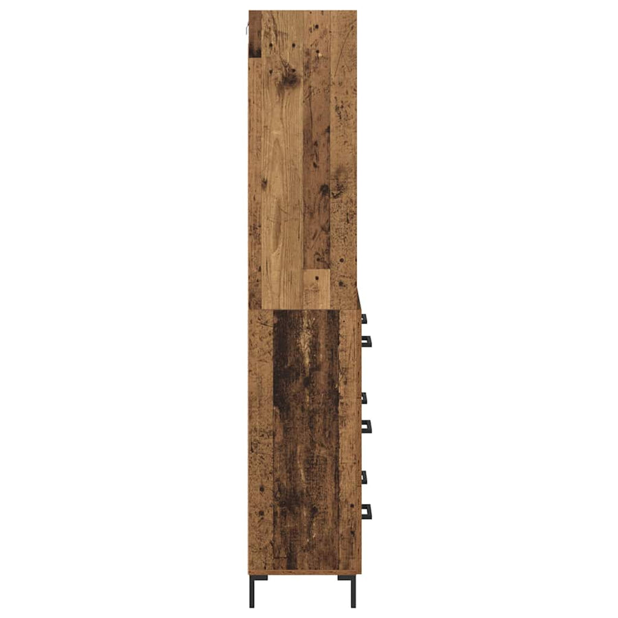 Hoge kast met lade Oud Hout 69,5 x 32,5 x 180 cm Bewerkt hout