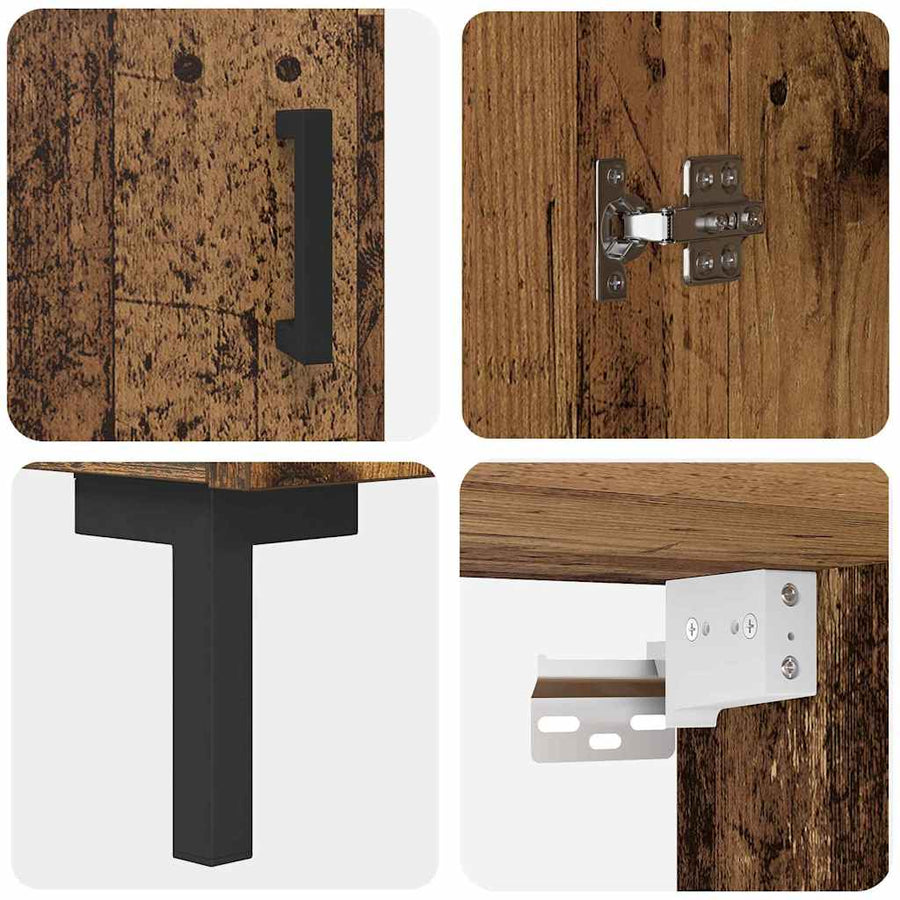 Hoge kast Oud Hout 69,5 x 32,5 x 180 cm Bewerkt hout