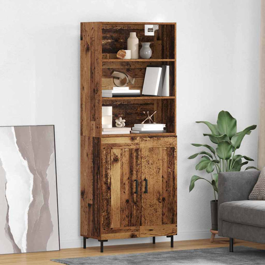 Hoge kast Oud Hout 69,5 x 32,5 x 180 cm Bewerkt hout