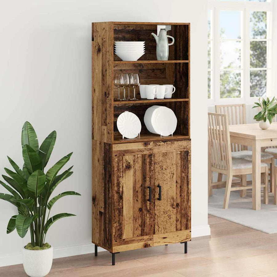 Hoge kast Oud Hout 69,5 x 32,5 x 180 cm Bewerkt hout