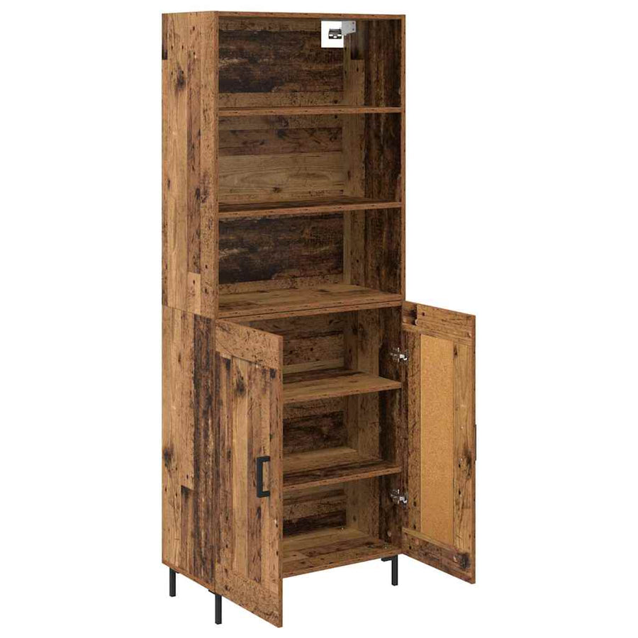 Hoge kast Oud Hout 69,5 x 32,5 x 180 cm Bewerkt hout