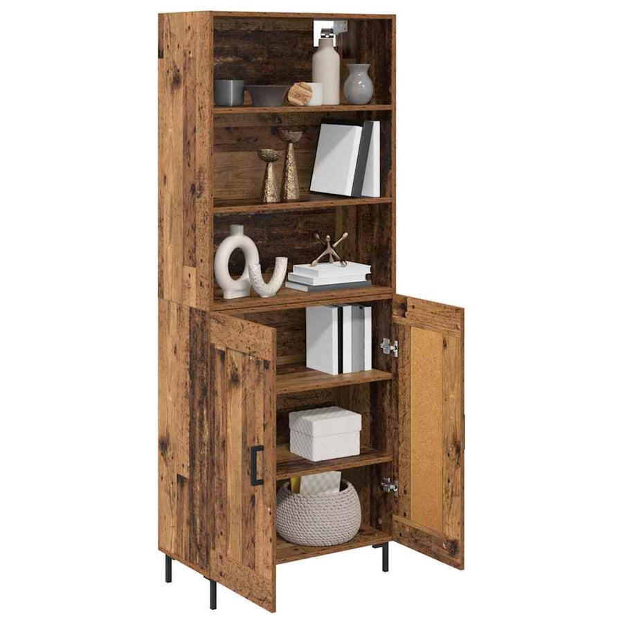 Hoge kast Oud Hout 69,5 x 32,5 x 180 cm Bewerkt hout