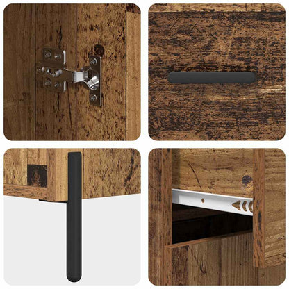 Highboard met lade Oud Hout 69,5 x 34 x 180 cm Bewerkt hout