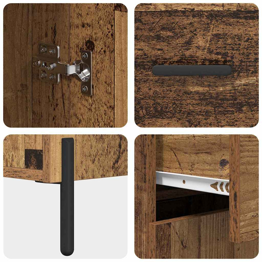 Highboard met lade Oud Hout 69,5 x 34 x 180 cm Bewerkt hout