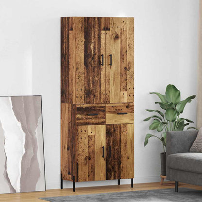 Highboard met lade Oud Hout 69,5 x 34 x 180 cm Bewerkt hout
