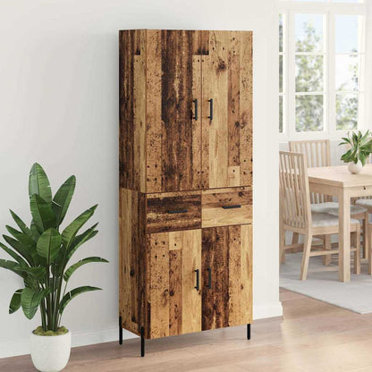 Highboard met lade Oud Hout 69,5 x 34 x 180 cm Bewerkt hout