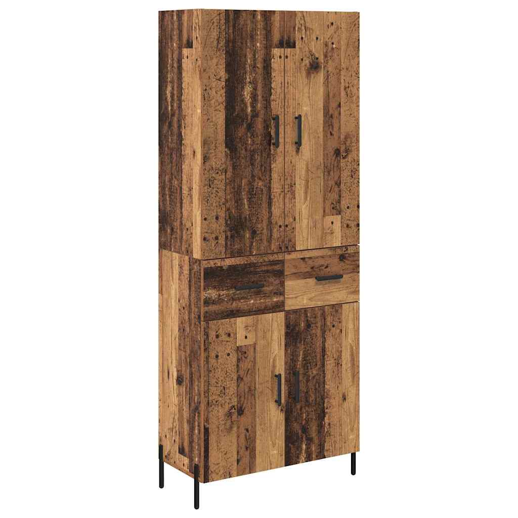 Highboard met lade Oud Hout 69,5 x 34 x 180 cm Bewerkt hout