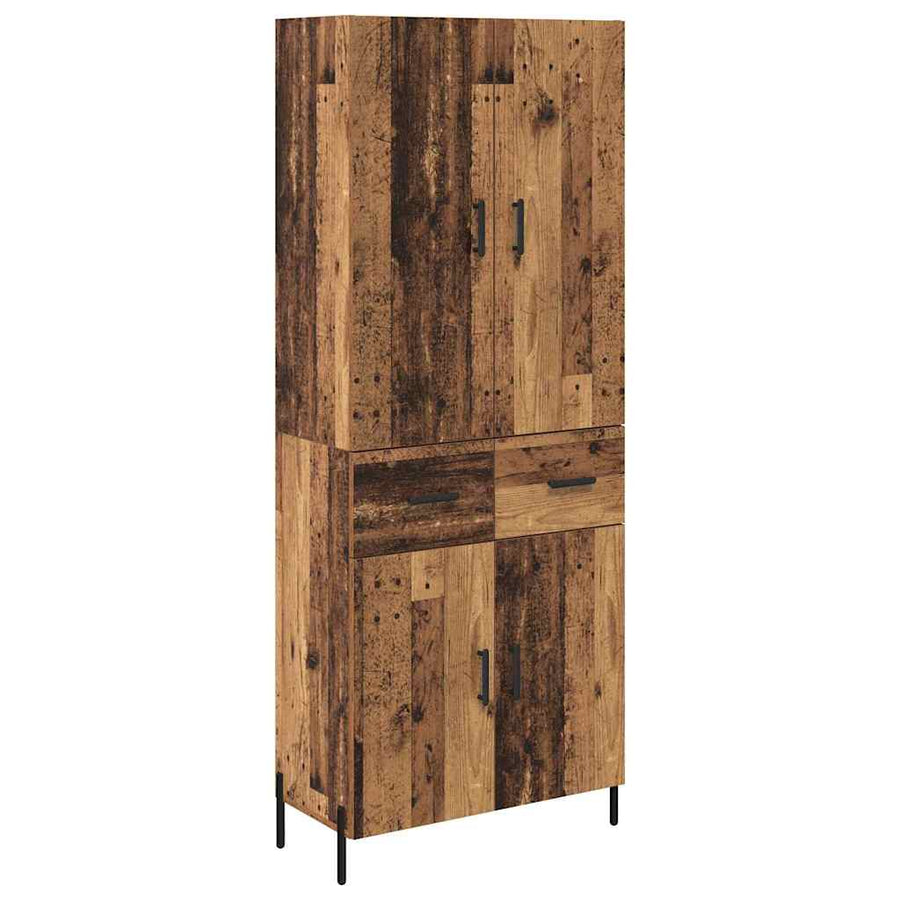 Highboard met lade Oud Hout 69,5 x 34 x 180 cm Bewerkt hout