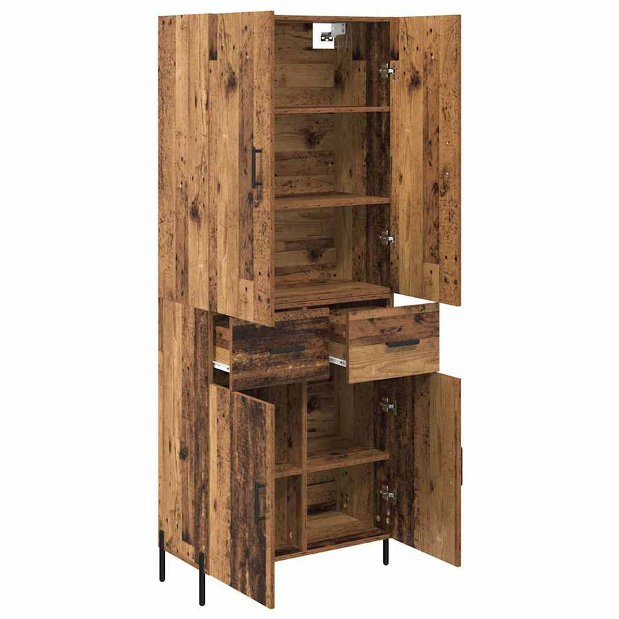 Highboard met lade Oud Hout 69,5 x 34 x 180 cm Bewerkt hout