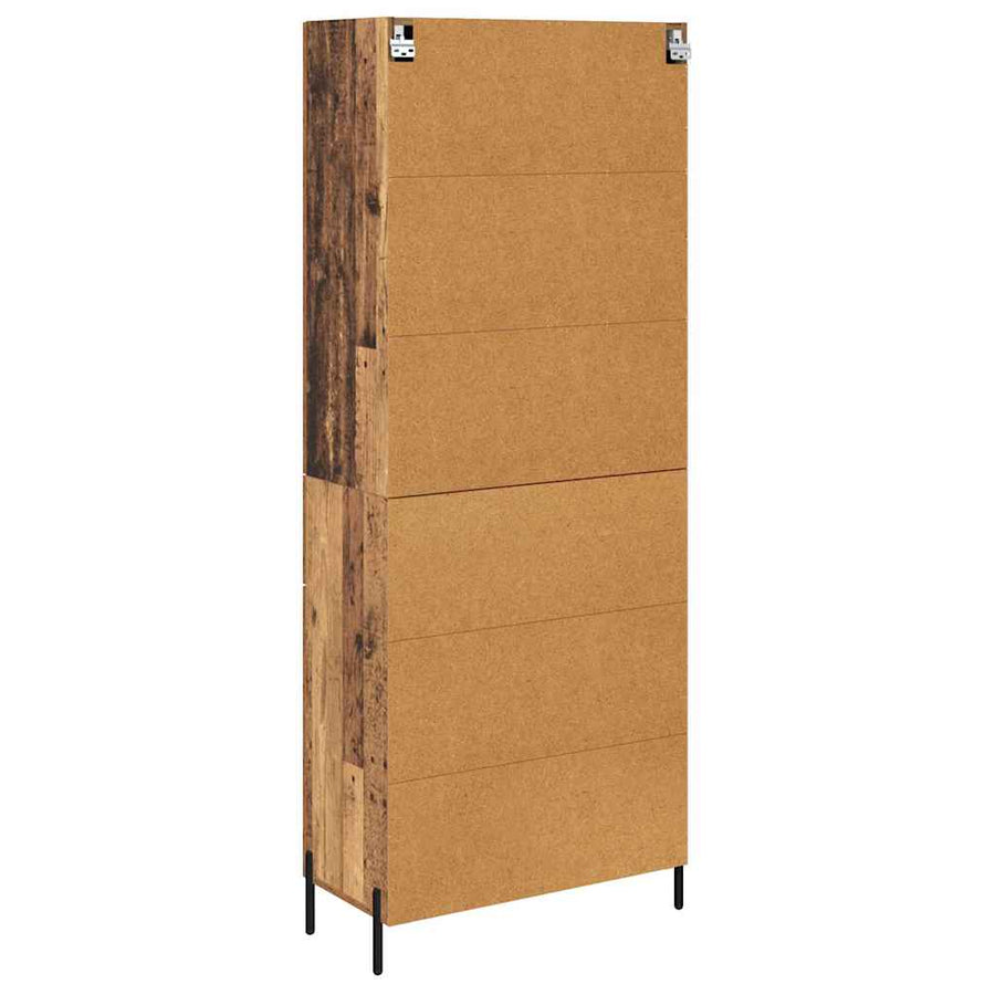 Highboard met lade Oud Hout 69,5 x 34 x 180 cm Bewerkt hout