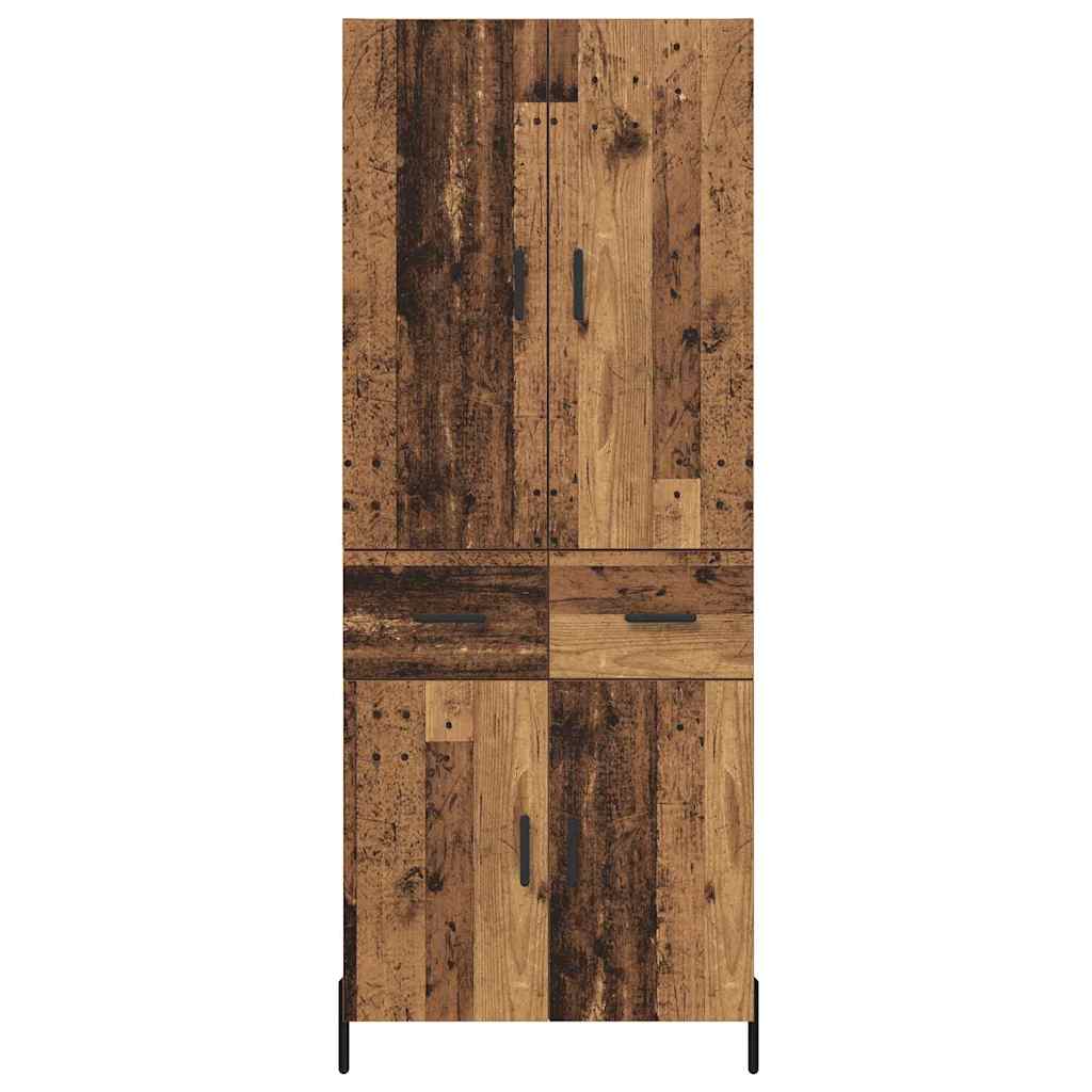 Highboard met lade Oud Hout 69,5 x 34 x 180 cm Bewerkt hout