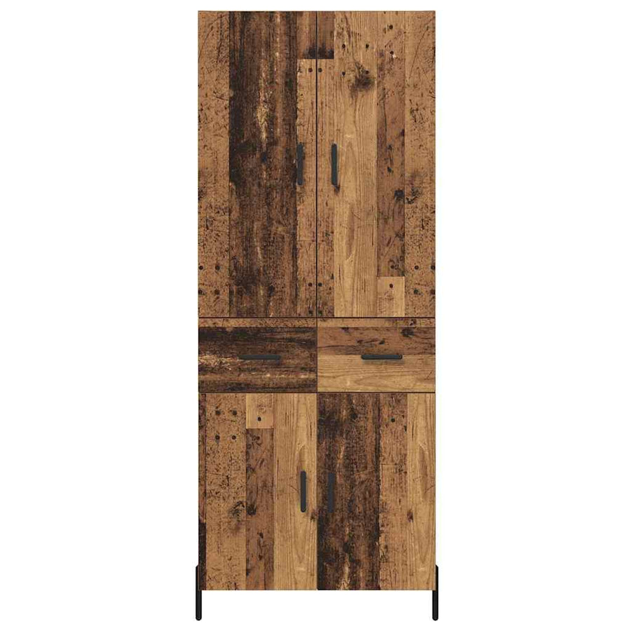 Highboard met lade Oud Hout 69,5 x 34 x 180 cm Bewerkt hout