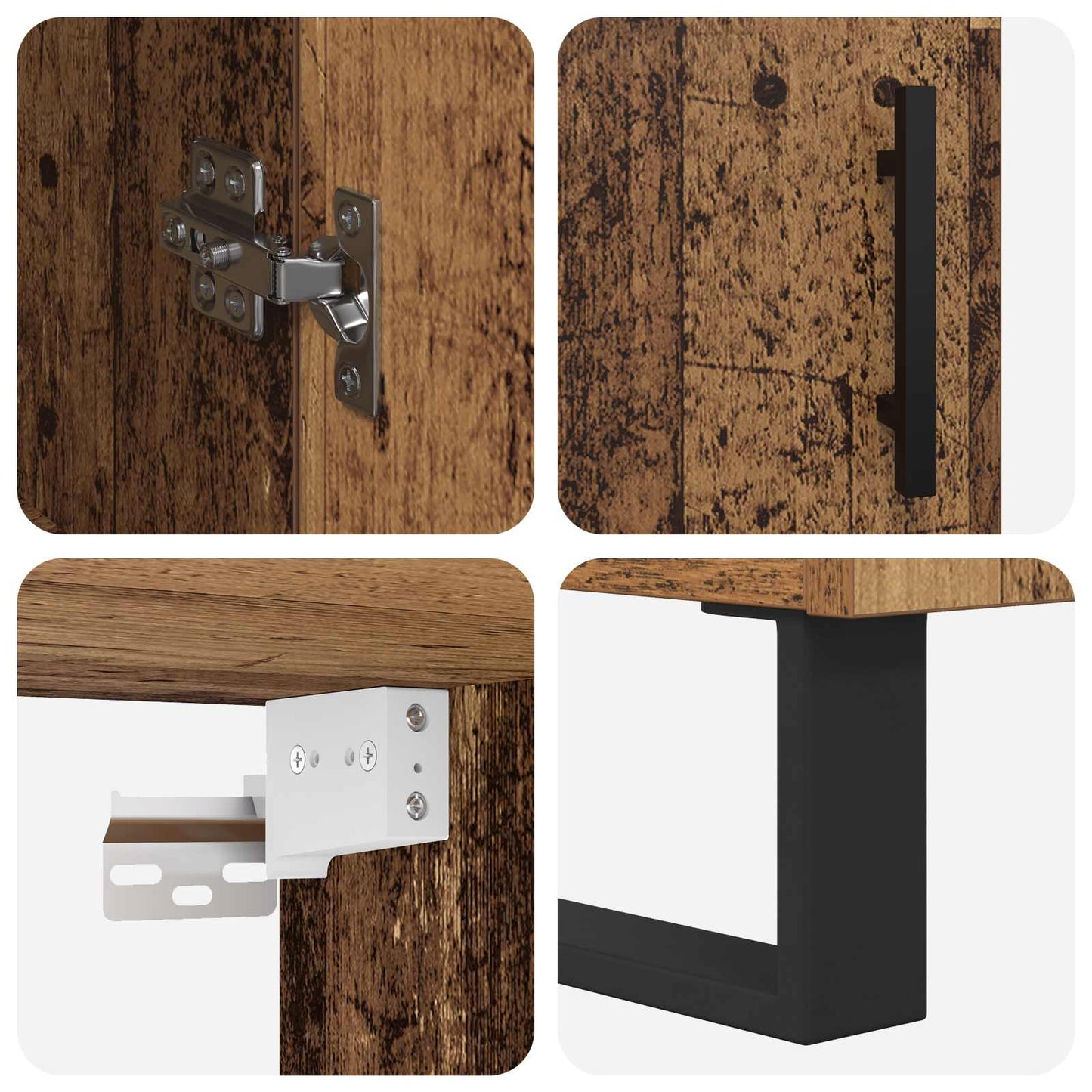 Hoge kast 2 pcs Oud Hout Geengineerd Hout en Glas