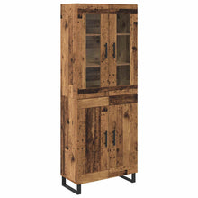 Hoge kast 2 pcs Oud Hout Geengineerd Hout en Glas