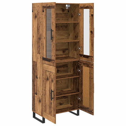 Hoge kast 2 pcs Oud Hout Geengineerd Hout en Glas