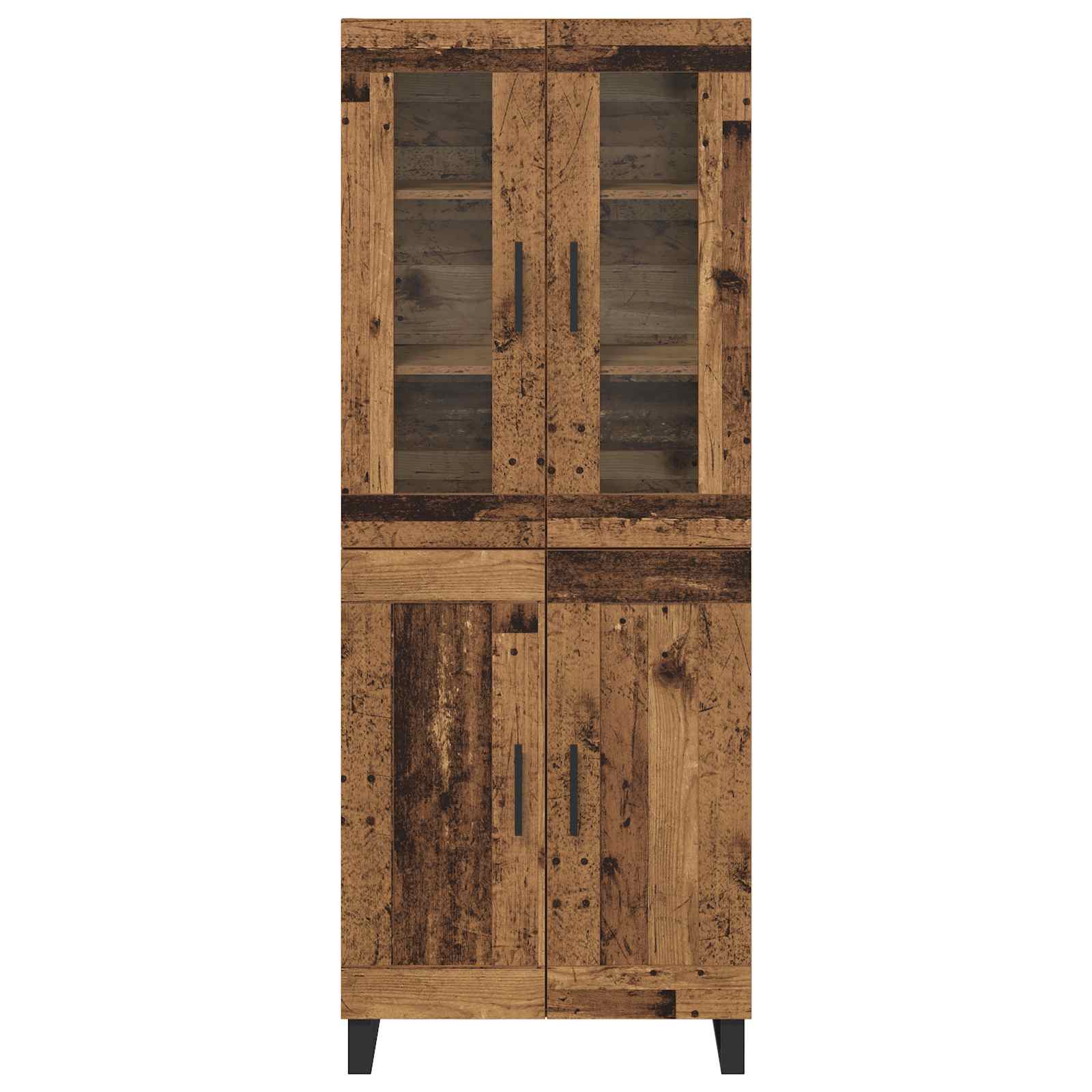 Hoge kast 2 pcs Oud Hout Geengineerd Hout en Glas