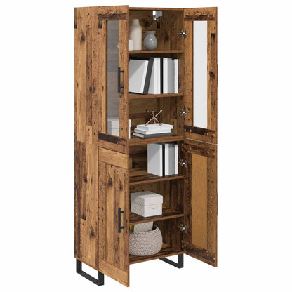 Hoge kast 2 pcs Oud Hout Geengineerd Hout en Glas