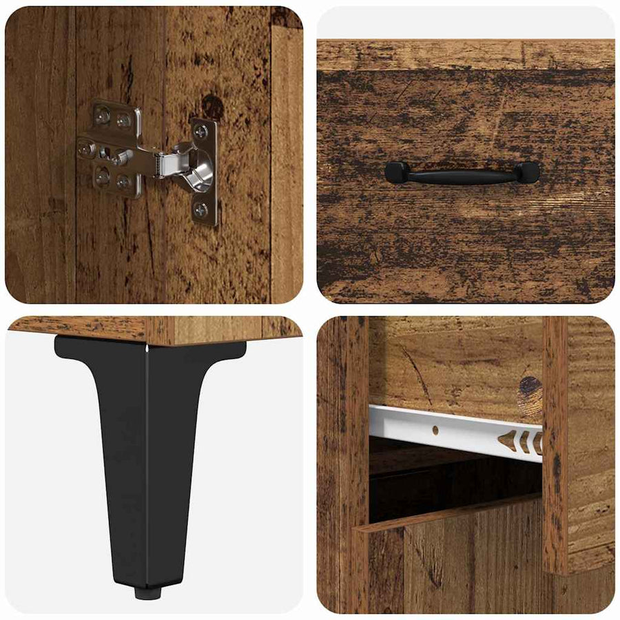 Hoge kast met lade Oud Hout 69,5 x 34 x 180 cm Bewerkt hout