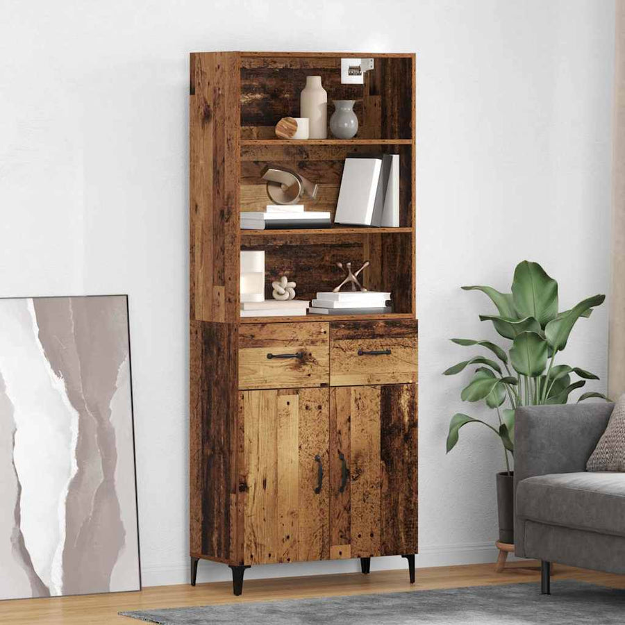 Hoge kast met lade Oud Hout 69,5 x 34 x 180 cm Bewerkt hout