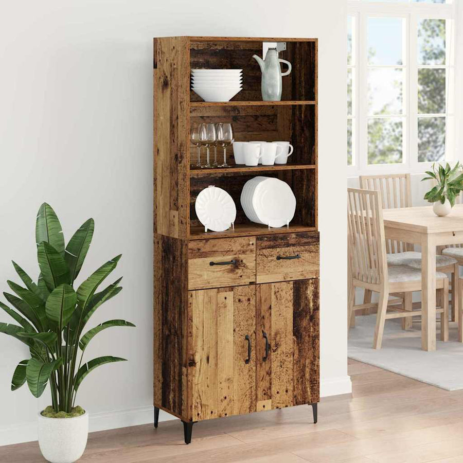 Hoge kast met lade Oud Hout 69,5 x 34 x 180 cm Bewerkt hout