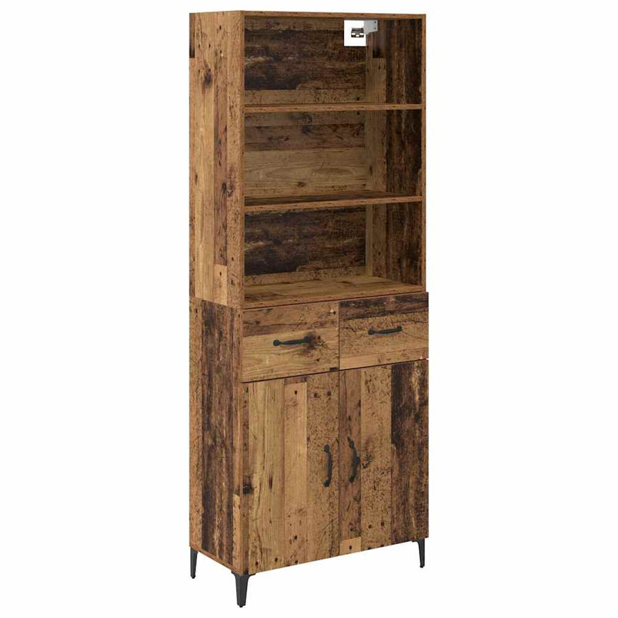 Hoge kast met lade Oud Hout 69,5 x 34 x 180 cm Bewerkt hout