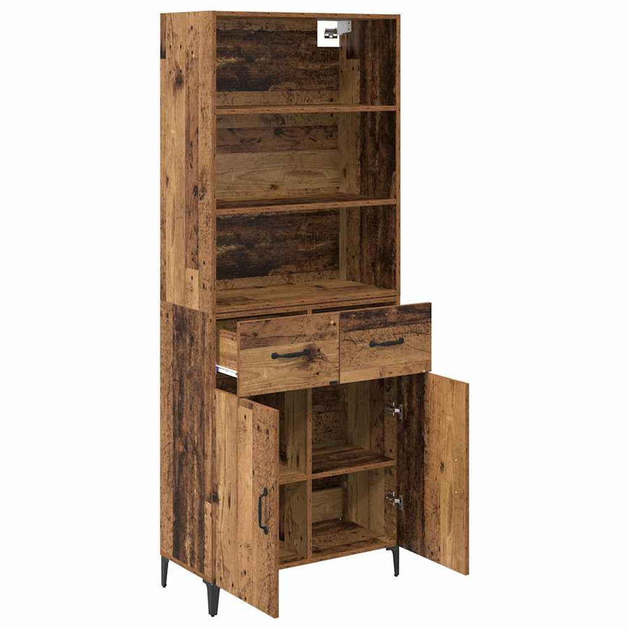 Hoge kast met lade Oud Hout 69,5 x 34 x 180 cm Bewerkt hout