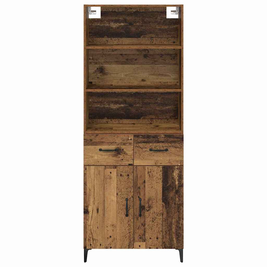 Hoge kast met lade Oud Hout 69,5 x 34 x 180 cm Bewerkt hout