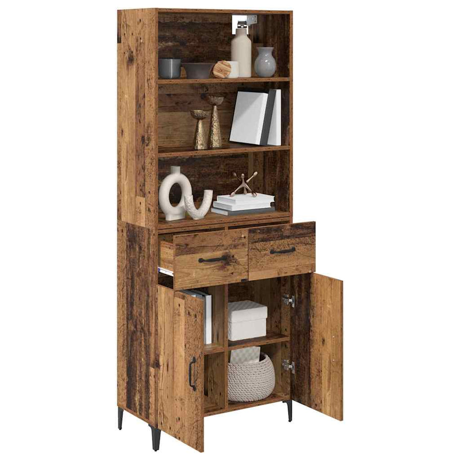 Hoge kast met lade Oud Hout 69,5 x 34 x 180 cm Bewerkt hout