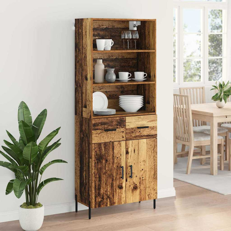 Hoge kast met lade Oud Hout 69,5 x 32,5 x 180 cm Bewerkt hout