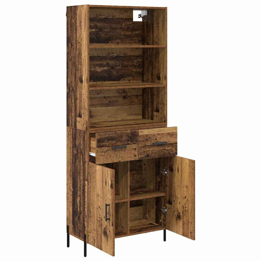 Hoge kast met lade Oud Hout 69,5 x 32,5 x 180 cm Bewerkt hout