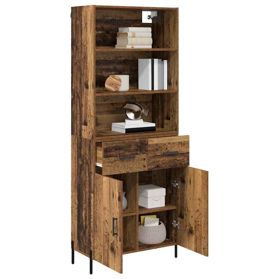 Hoge kast met lade Oud Hout 69,5 x 32,5 x 180 cm Bewerkt hout