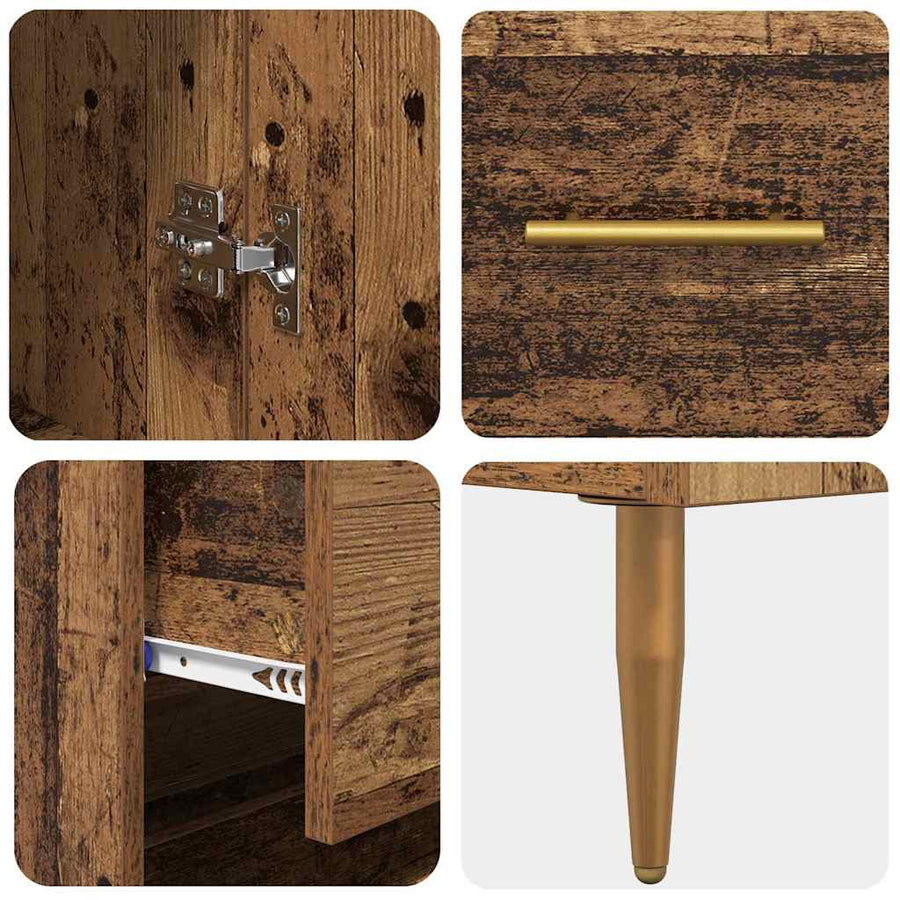 Hoge kast met lade Oud Hout 69,5 x 32,5 x 180 cm Bewerkt hout