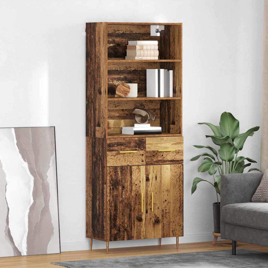 Hoge kast met lade Oud Hout 69,5 x 32,5 x 180 cm Bewerkt hout
