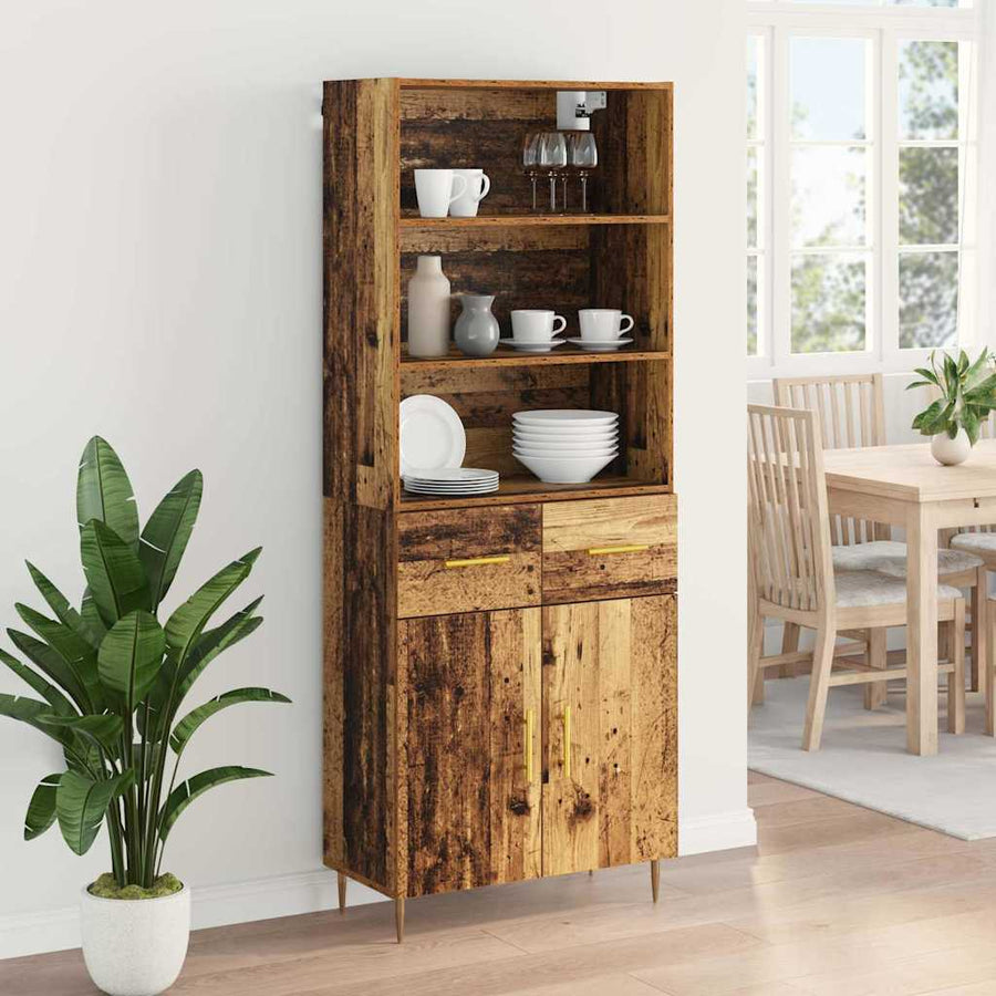 Hoge kast met lade Oud Hout 69,5 x 32,5 x 180 cm Bewerkt hout