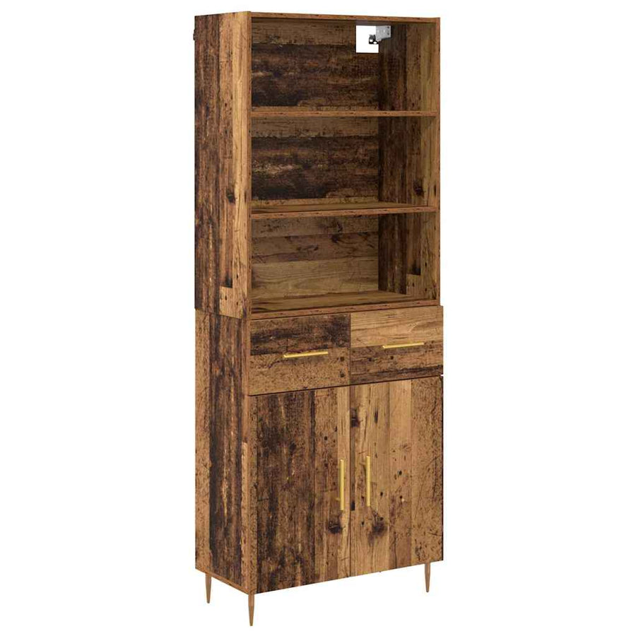 Hoge kast met lade Oud Hout 69,5 x 32,5 x 180 cm Bewerkt hout