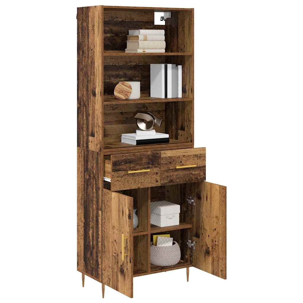 Hoge kast met lade Oud Hout 69,5 x 32,5 x 180 cm Bewerkt hout