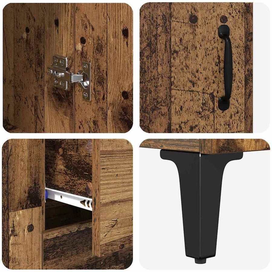 Hoge kast met lade Oud Hout 69,5 x 34 x 180 cm Bewerkt hout