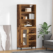 Hoge kast met lade 69,5x34x180 cm bewerkt hout