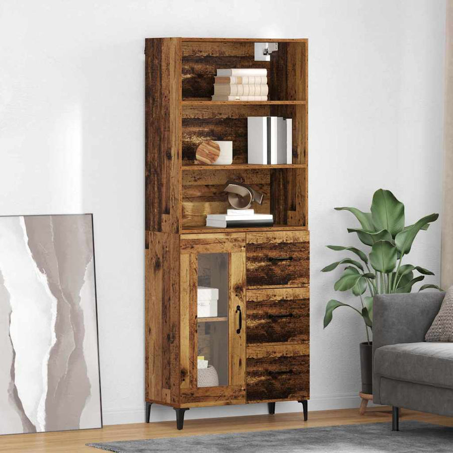Hoge kast met lade Oud Hout 69,5 x 34 x 180 cm Bewerkt hout