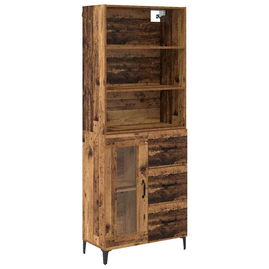 Hoge kast met lade Oud Hout 69,5 x 34 x 180 cm Bewerkt hout