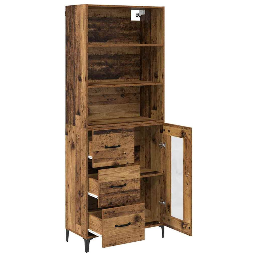 Hoge kast met lade Oud Hout 69,5 x 34 x 180 cm Bewerkt hout
