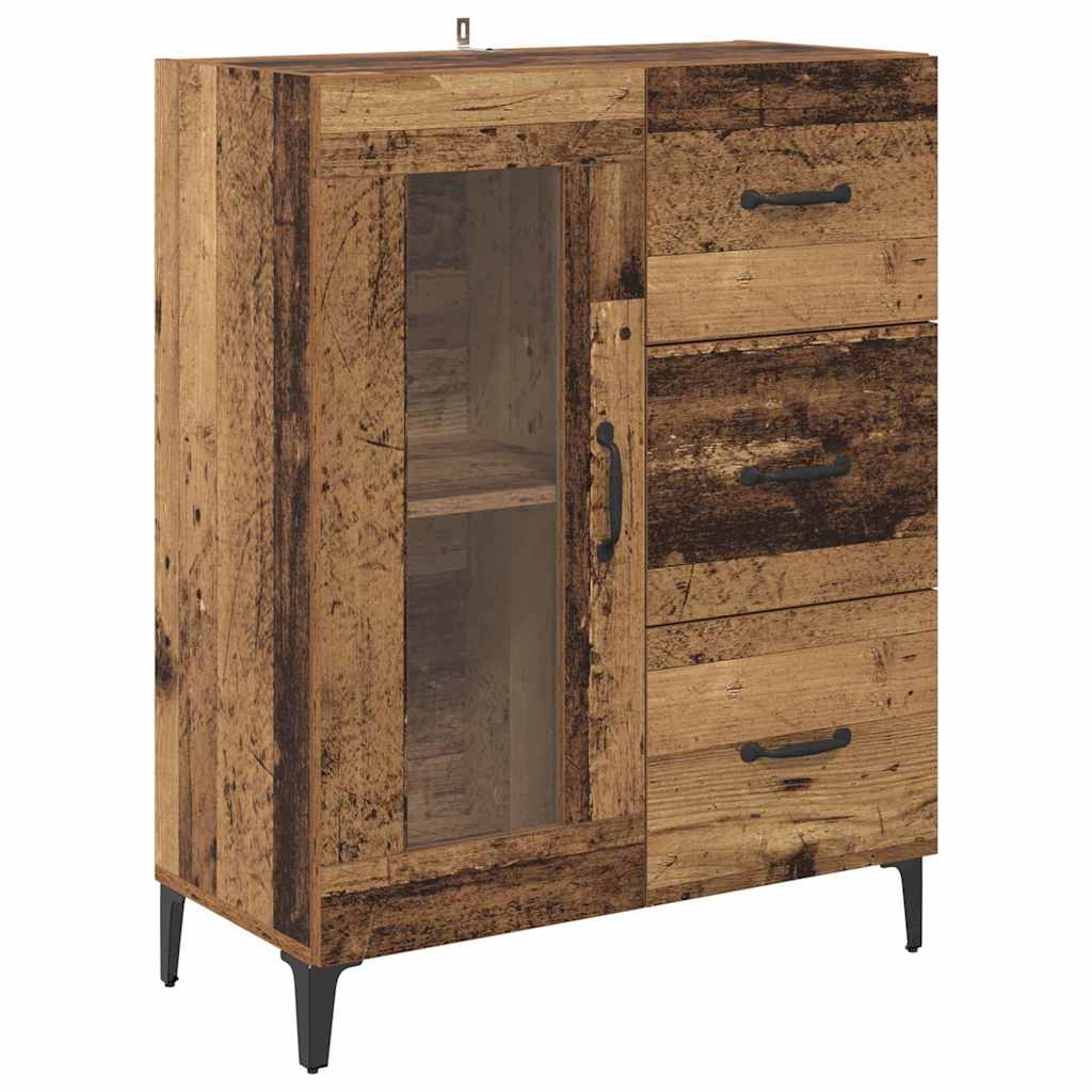 Hoge kast met lade Oud Hout 69,5 x 34 x 180 cm Bewerkt hout