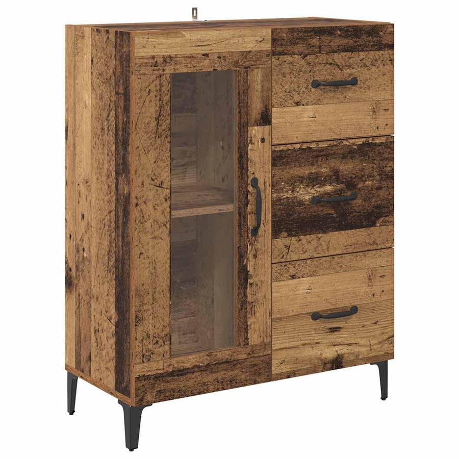 Hoge kast met lade Oud Hout 69,5 x 34 x 180 cm Bewerkt hout