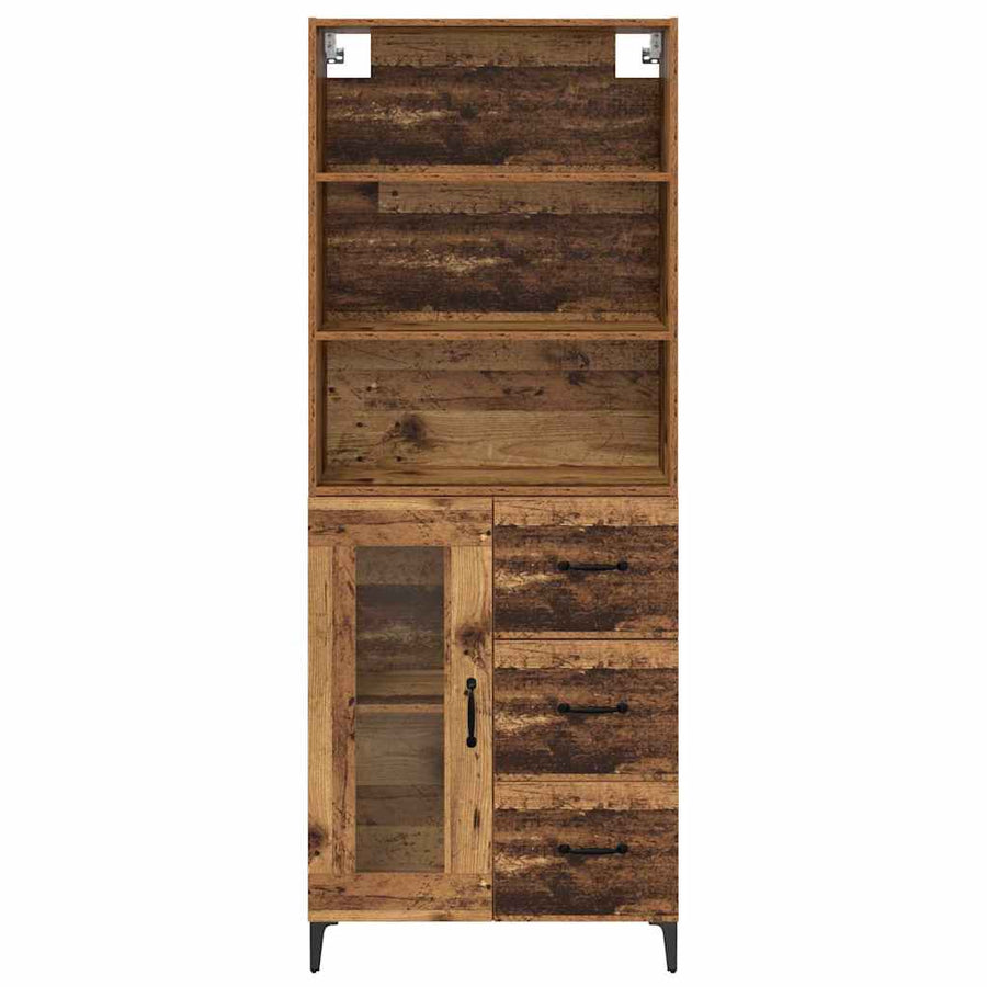 Hoge kast met lade Oud Hout 69,5 x 34 x 180 cm Bewerkt hout