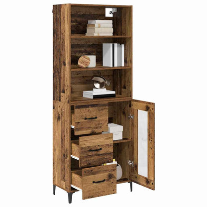 Hoge kast met lade Oud Hout 69,5 x 34 x 180 cm Bewerkt hout