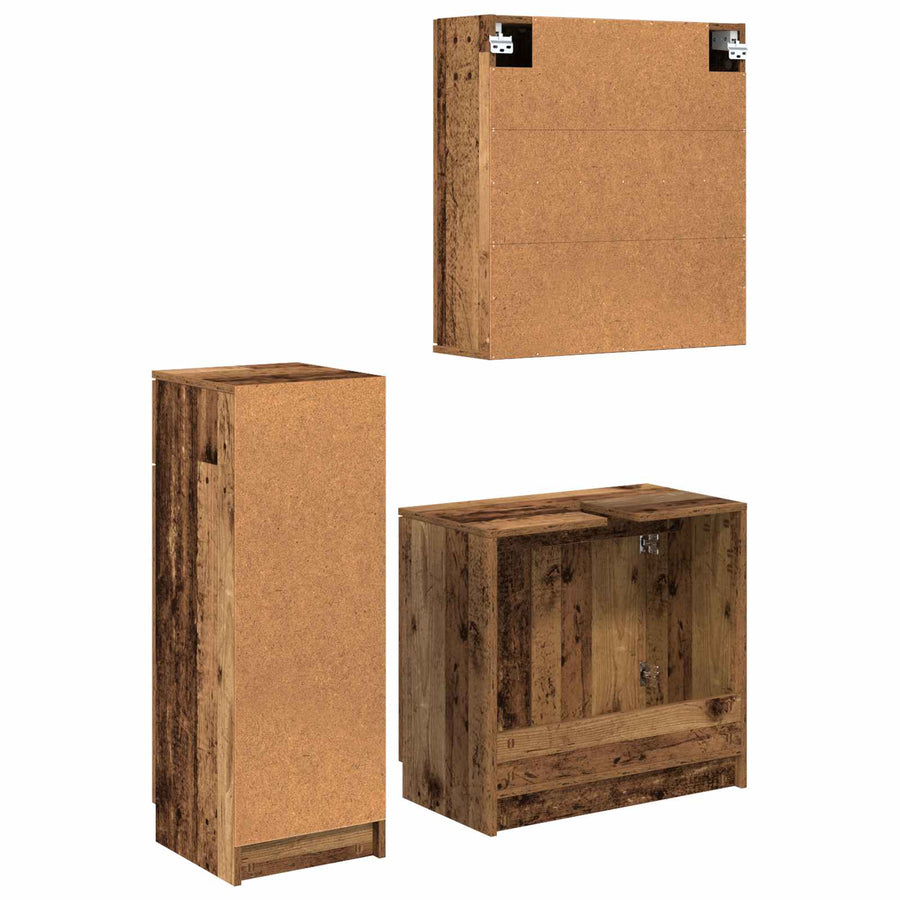 Badkamermeubelset met lade 3 pcs Oudhout Bewerkt hout