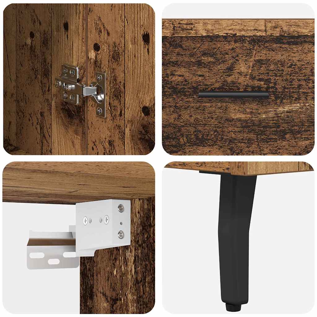 Hoge kast Oud Hout 69,5 x 34 x 180 cm Geengineerd Hout en Glas
