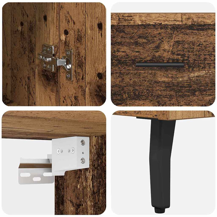 Hoge kast Oud Hout 69,5 x 34 x 180 cm Geengineerd Hout en Glas