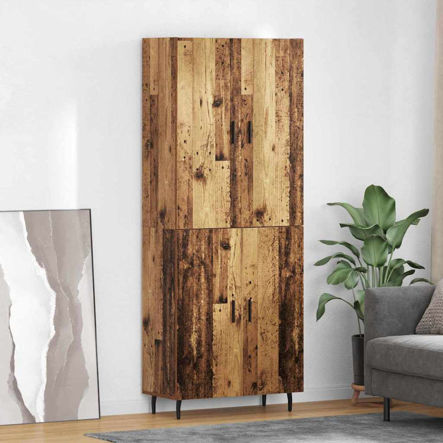 Hoge kast Oud Hout 69,5 x 34 x 180 cm Geengineerd Hout en Glas
