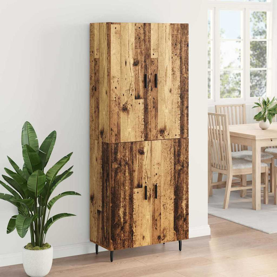 Hoge kast Oud Hout 69,5 x 34 x 180 cm Geengineerd Hout en Glas